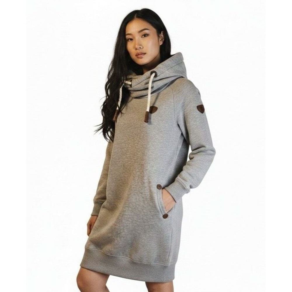 Wanakome Gray Cowl Neck Pullover Hoodie Tunic Sweatshirt XL